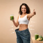 moringa powder for weight loss transformation woman holding green drink