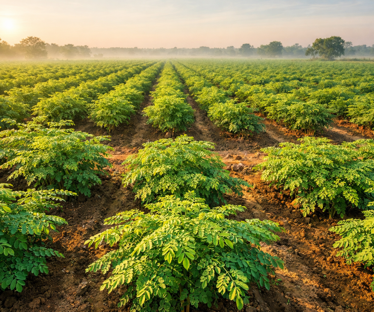 Organic moringa farm in India where Nivlif moringa leaves are grown naturally