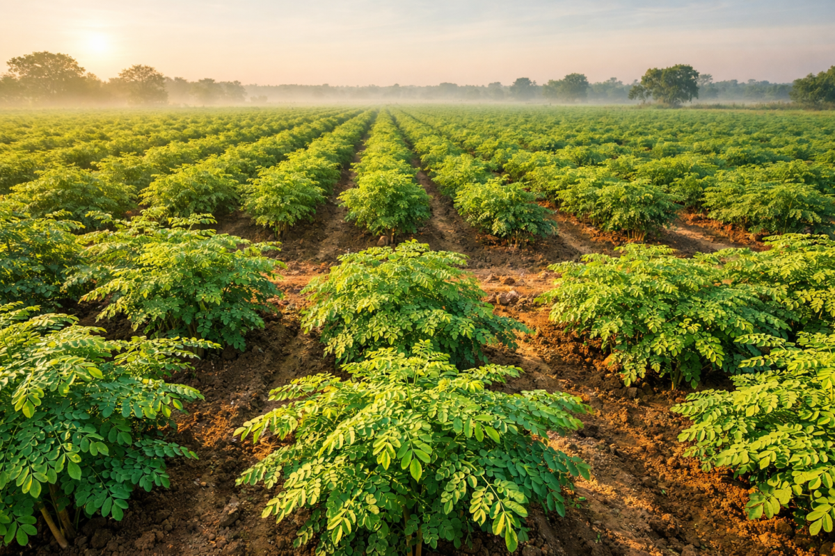 Organic moringa farm in India where Nivlif moringa leaves are grown naturally