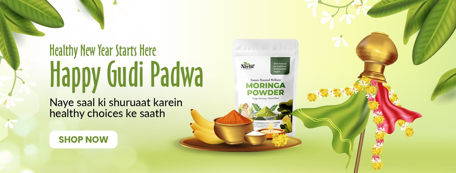 Nivlif organic moringa powder for healthy Gudi Padwa celebration